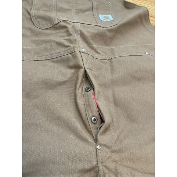 Vintage 80s 46x28 Carhartt Brown Double Knee Quilt Lined Overalls Bibs Union USA - Picture 11 of 16